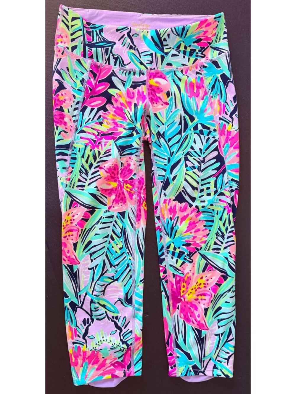 Lilly Pulitzer Luxletic Anika Weekender Crop 24” Leggings “Gumbo Limbo” Size S